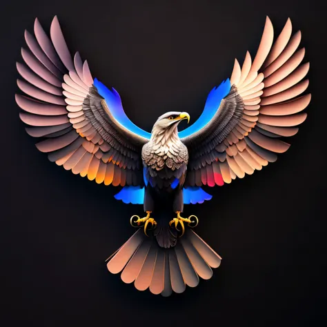 an eagle of the roman empire, wings outstretched, intricate and colorful, (digital painting:1.2) eagle, bright neon plumage, con...