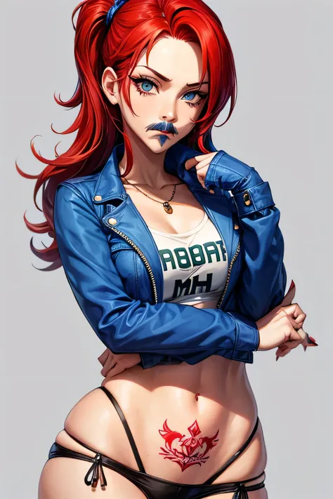 GTA type draw, Tatooed Girl, Red hair, blue mustache