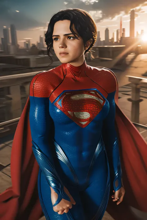 Superhero Supergirl, RAW photo, 8k, masterpiece,best quality,ultra-detailed,very detailed illustrations,extremely detailed,intricate details,highres,super complex details,extremely detailed 8k cg wallpaper, full body