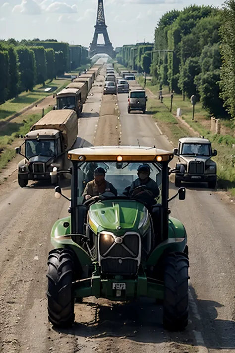 Farmers gather peacefully on the road to Paris, expressing their concerns about the challenges they face. Armed with their tractors, symbols of their hard work, they make their voices heard to raise awareness about the importance of agriculture. The protes...