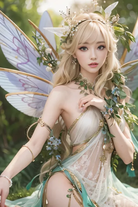 highest quality、High resolution、Super detailed、masterpiece、(Live shooting:1.5)、genuine:1.5、photogenuineistic:1.5、very delicate and beautiful、small details、(european:1.4)、(spread your legs:1.1)、Elegant and beautiful fairy portrait、She is in harmony with nat...