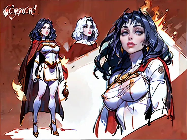 ((masterpiece)),(((best quality))),((character design sheet)), illustration,1woman, environment scene change,  muscular, (white ...