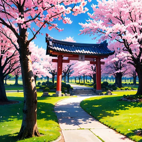 cherry blossom park, sakura, park, japanese traditional park, 