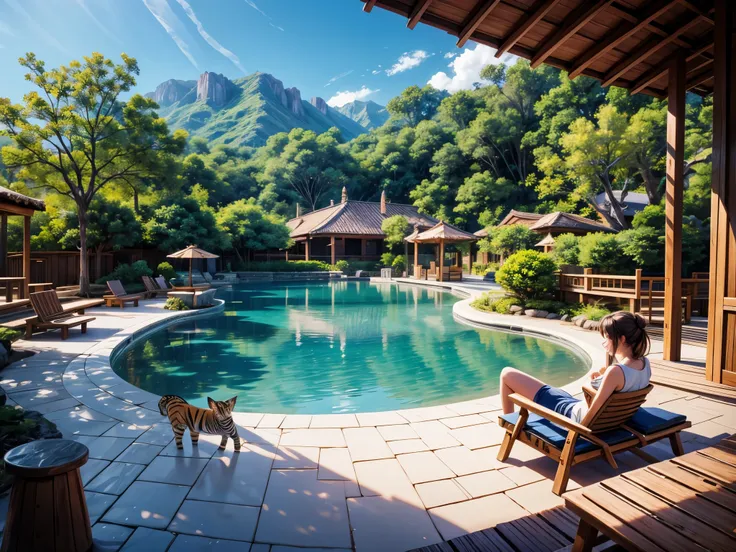 animal resort facility、animals are playing、beautiful scenery