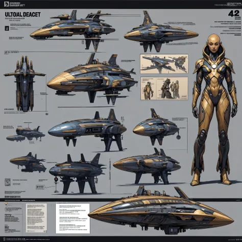 concept art sheet, (best quality), ultra advanced cargo spaceship built by an advanced alien race, different from human design, ...