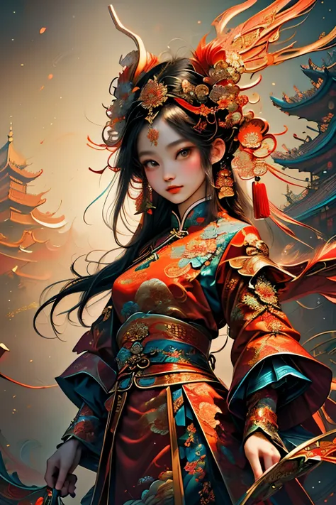 chinese new year,  (masterpiece, top quality, best quality, official art, beautiful and aesthetic:1.2), (1girl), extreme detaile...