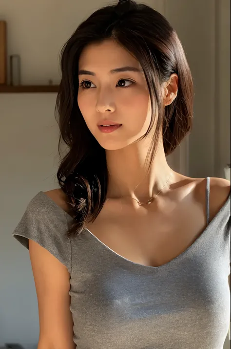 Portrait, A skinny Japanese lady, look at viewer, various hair style, tank top