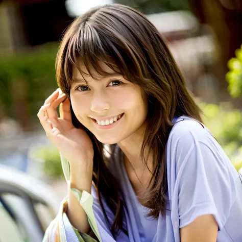 light clothing in summer、smiling beauty image