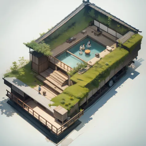 3d isometric view of a japanese,