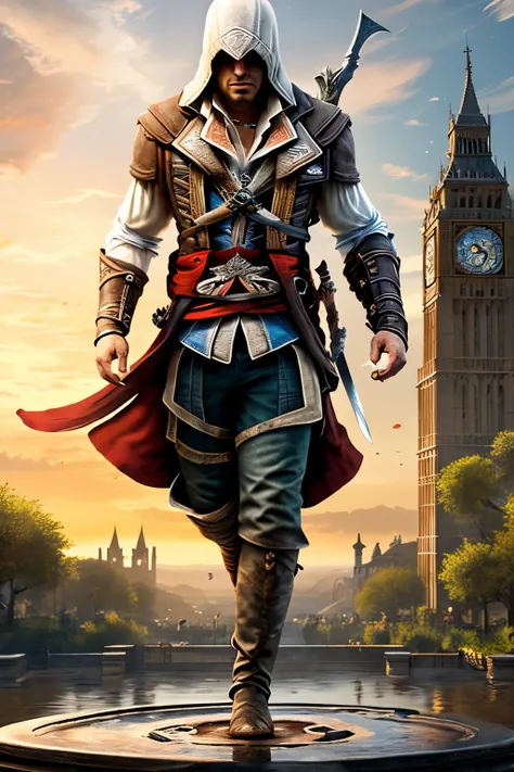 In the captivating world of Assassins Creed, the rising sun paints the sky with golden hues as our agile hero, a man clad in the distinctive assassins attire, leaps from building to building. The spontaneous bubble of water sprays from the fountain beneath...