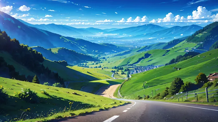 High resolution,High resolution,high quality,landscape,realistic,blue sky,Pass Road