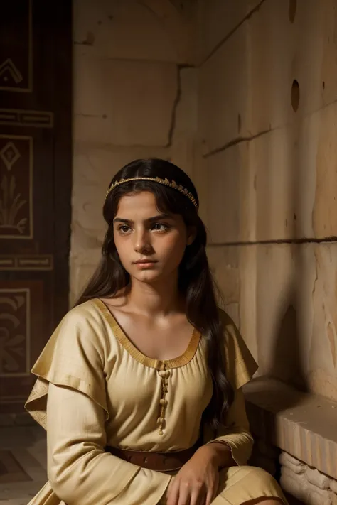 Rome, 77 BC. A young ((((19-year-old)) Aurelia Cota)), at home, ((teary eyes)). ((((roman clothings from the 1st century BC))))