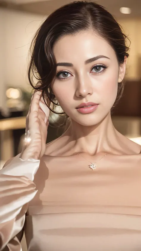 (best quality,4K,8k,high resolution,on the table:1.2),super detailed,actual,beautiful woman,exquisite eyes,Detailed lips,The facial details are particularly rich,long eyelashes,luxury shopping mall,Latest fashion items,a happy expression,(saluting),bright ...