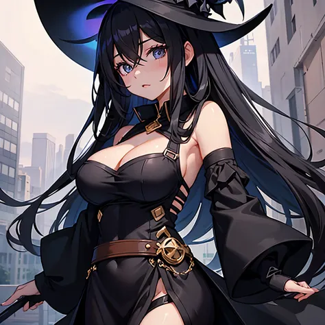 Black hair, beautiful girl, breasts, black magician, overall otherworldly style