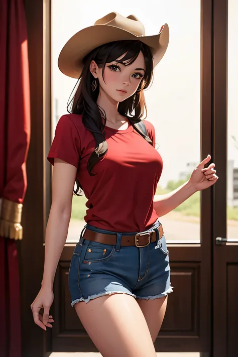 Cowgirl, Red shirt,