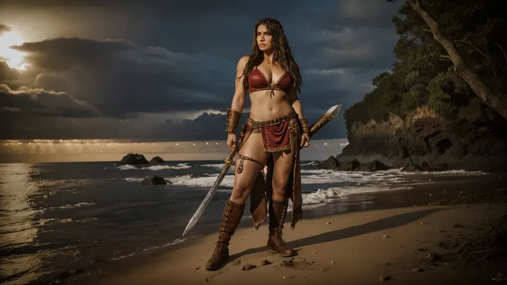 arafed guerreira with a sword and a sword in her hand, north adult guerreira, barbarian woman, very beautiful barbarian woman, retrato de uma barbarian woman, barbarian warrior woman, uma mulher berserker muito bonita, viking feminino, north guerreira, gue...