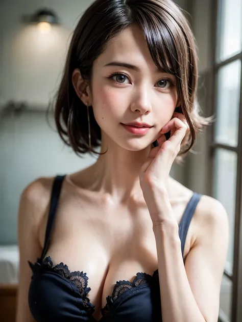 1 girl、highest quality、realistic、Report、Depth of written boundary、natural soft light、daytime、charm、beautiful face、cleanliness、pure face、white skin、cute hawk hair、bangs、beach、Light of the sun、Nedium Breast Body Esbian、((セーター黄金比のbeautiful face 対称性のあるbeautifu...