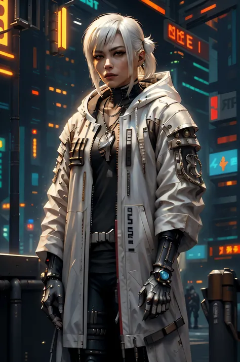 portrait, white attitude, cyberpunk