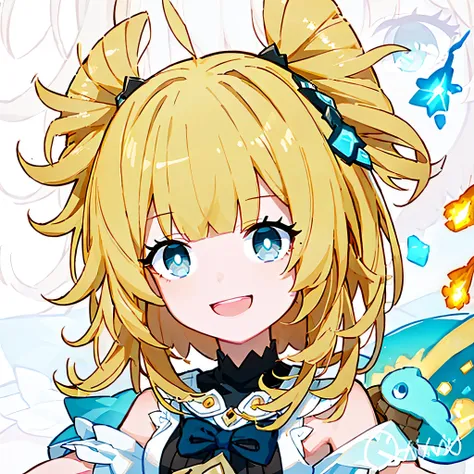 (masterpiece,best quality,extremist_detailed, high resolution, ridiculous:1.2),expression,1 girl, alone, Smile, Bangs, spark, blunt_Bangs, blue_Eye
