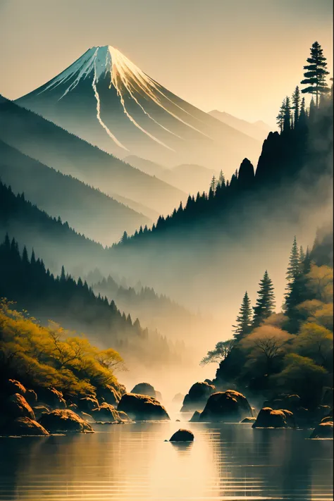 best quality,4k,8k,highres,masterpiece:1.2),ultra-detailed,(realistic,photorealistic,photo-realistic:1.37),white background,scenery,ink,Mount Fuji mountains,water,trees,Anaconda,nature,serene,peaceful,sunlight,refreshing breeze,vibrant colors,contrasting s...