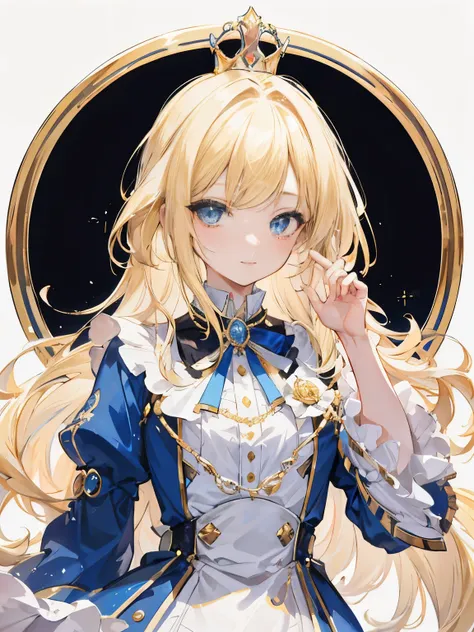 long hair, Princess Haircuts, blonde hair, Bree Eyes, happy girl, cool girl, high school girl, royal, portrait, aristocratic clothes, Peaceful girl