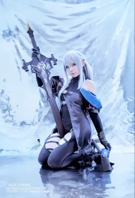 anime cosplay posing with sword and sword in front of a backdrop, cosplay photo, anime girl cosplay, 2 b, 2b, cosplay, anime cosplay, nier inspired, cosplayer, full-cosplay, professional cosplay, captured on canon eos r 6, glamourous cosplay, v from devil ...