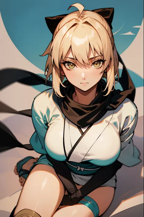 (masterpiece), best quality, expressive eyes, perfect face, highres, (big body:1.3), adult, 1 girl  solo, okita souji, ahoge, ar...