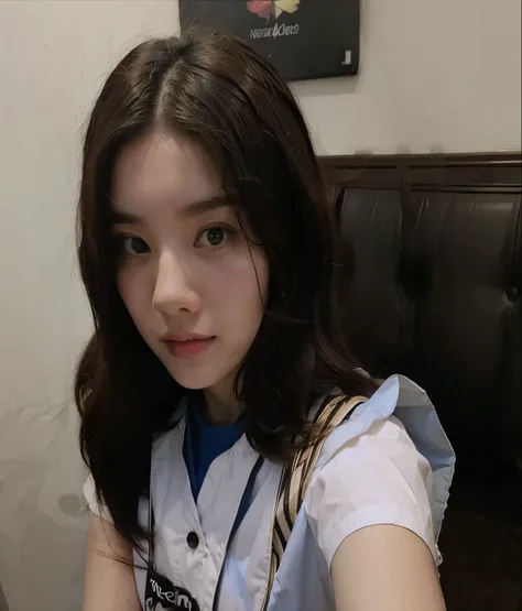 Eunbi de izone con cabello rubio selfie