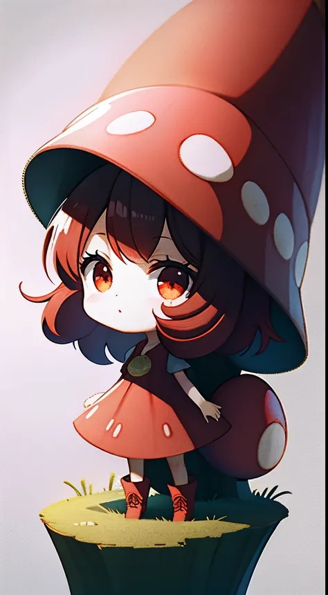 1 girl,red mushroom hat,