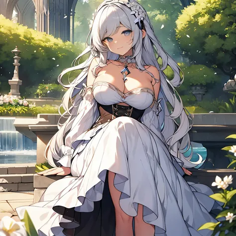 In the heart of an enchanting outdoor setting, a breathtaking masterpiece of an 8K wallpaper unfolds, featuring a solitary, captivating figure of the beloved character, Helena, from Azure Lane. Her ethereal beauty is accentuated by the delicate gardening o...