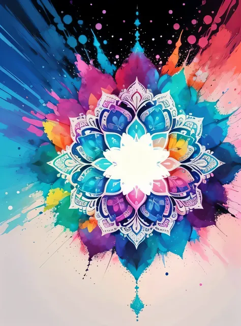 Lindo mandala, white sky, estilo pop art e pintura misturada em impasto,  blast, 
Yang08k,  Lindo,  colorida,
obras-primas, maximum quality, melhor qualidade, arte oficial, Lindo and aesthetic,