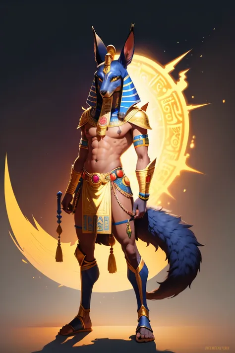 create a colorful illustration of egyptian god anubis