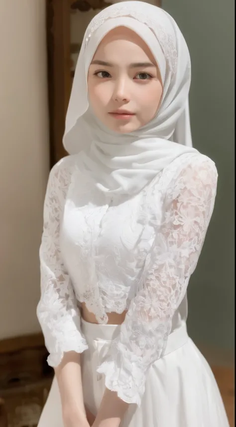 Sadness, A very sad facial reaction, (HIJAB LACE BRA & PANTY), ((​Masterpiece、quality、Super detailed、movie light、intricate details、high resolution、Very detailed))、background for this、8 kood、digital SLR、soft light、高quality、film grain、XT3 、shallow view deep、...