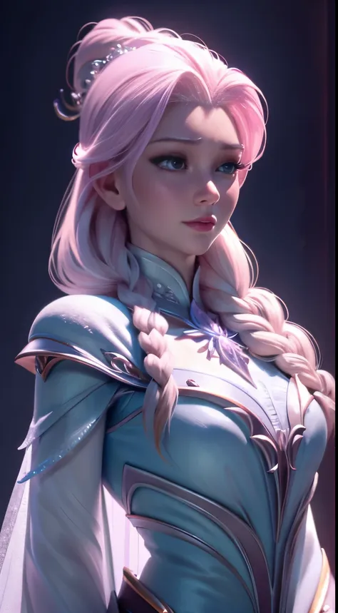 (elsa frozen-rose quartz su mezclando modelos .) (ultra fusión) highly detailed cg unity 8k wallpaper, style shot, complex, high...