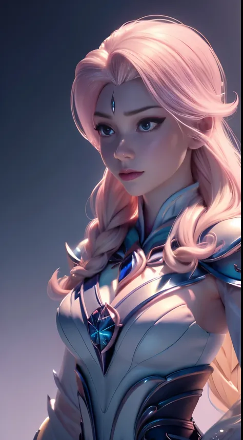 (elsa frozen-rose quartz SU mezclando modelos .) (ultra FUSIÓN) Highly detailed CG unity 8k wallpaper, style shot, complex, high detail, dramatic, highest quality movie still image, very detailed, masterpiece, best quality, character design, Elsa, Elsa fro...