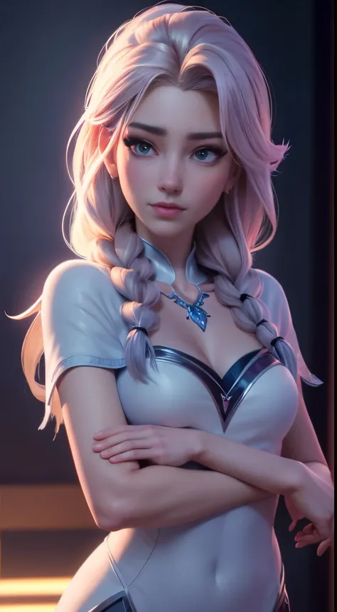 (elsa frozen-rose quartz su mezclando modelos .) (ultra fusión) highly detailed cg unity 8k wallpaper, style shot, complex, high...