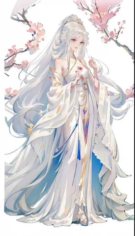 a close up of a woman in a dress with long hair, full body xianxia, Cute anime waifu wearing beautiful clothes, ((beautiful fantasy queen)), flowing magic robe, flowing hair and gown, beautiful fantasy queen, palace , A girl wearing Hanfu, anime long hair ...