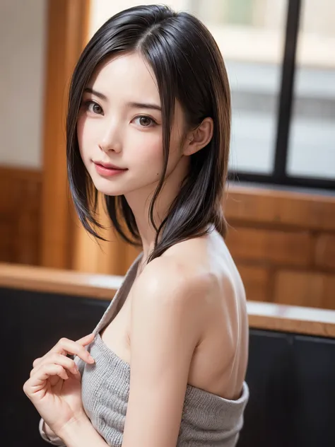 (table top, highest quality、high detail:1.4、very attractive beauty、Add intense highlights to your eyes、Please look closely at the camera:1.4、Beautiful woman full of charm、ideal body proportions、perfect anatomy、brunette short bob hair、shiny hair、bangs:1.4、光...