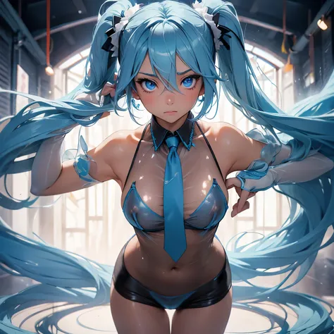 (quality)), ((masterpiece)), Recommended resultsluffly、(see through:1.5)、whole body 、Swollen nipples，straighten your back、huge bust、angle to floor:1.2、low camera angle、Hair loss on crotch、Whole body facing the camera，Hair can be seen on the crotch，Hatsune ...