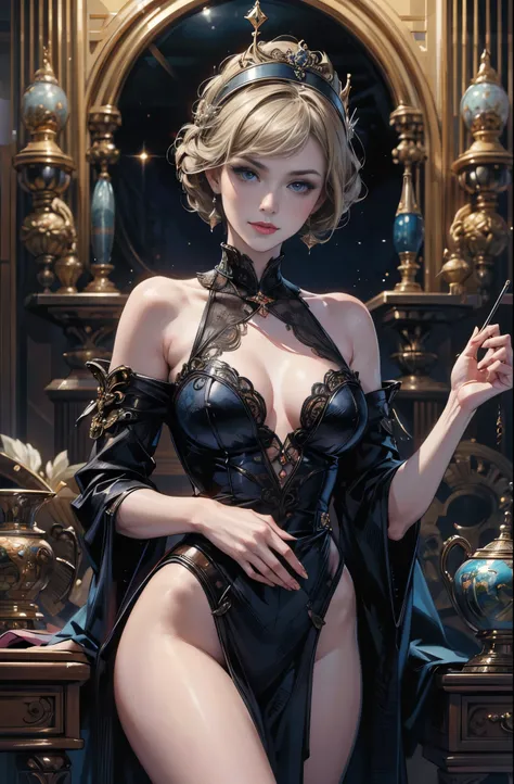 A beautiful young woman standing elegantly, Delphine Seyrig, gorgeous dress, refinement, Smile, perfect tall model body, inspired by Fenghua Zhong, wallop style, Style Ivan Talavera and Artgerm, wallop and art germ, art germ style, inspired by Vincent Lefe...