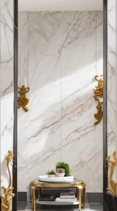 a view of a living room with a large marble wall, translucent stone white skin, white calacatta gold marble, polished white marble, marble walls, white marble walls, carved marble texture silk cloth, stone marble, white marble, marble stone, greek white ma...