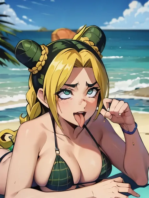 Micro bikini，One woman, jolyne, big breasts, ((sticking out tongue))