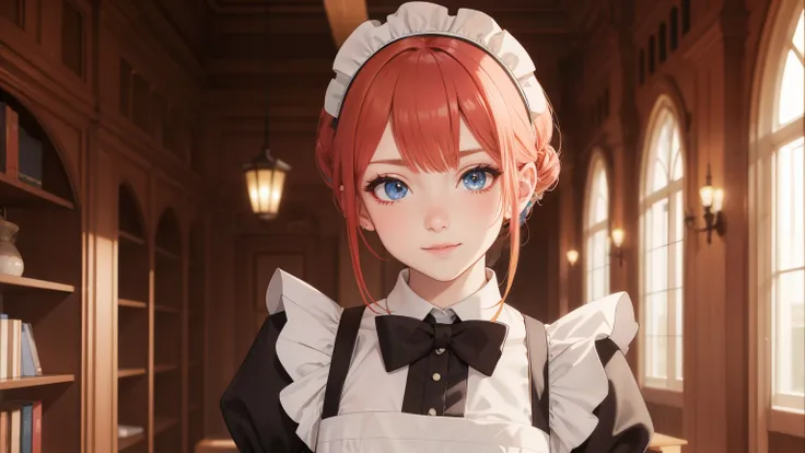 European beauty, maid outfit, aristocrat, anime style, bright, perfect face, medium shot