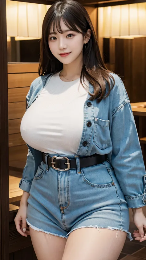 high quality,8K,high resolution,japanese woman,1 personality,tall,thick plump thighs,realistic texture,Muchimuchi,cute smile,large drooping udder,zoomout,(Valley 1.8),thin waist,muscular body,whole body,