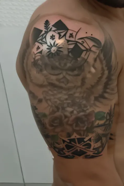 I want an impactful black tatto with random shields to use as background