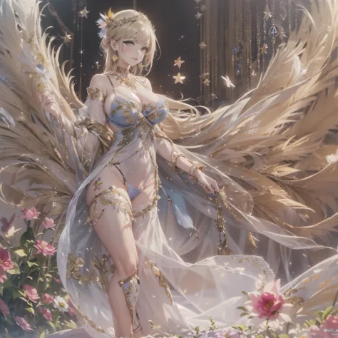 去最高のmasterpiece、beautiful美しさ, 3D two-dimensional, rich, blonde, skirt, stockings, high heels, poison、star、star、(Highly detailed CG Unity 8K wallpaper),(masterpiece), (最high quality), (Super detailed), (best work),(best shadow), (sharp eyeliner, eye shadow,...