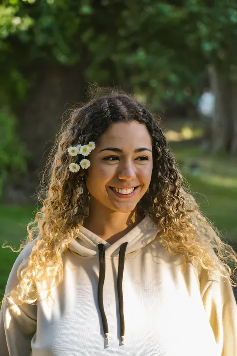 plain hoodie, (big giant enormous oversized massive huge colossal breasts:1.45), (gigantic sagging breasts:1.45), (long hair:1.4), blonde curly hair