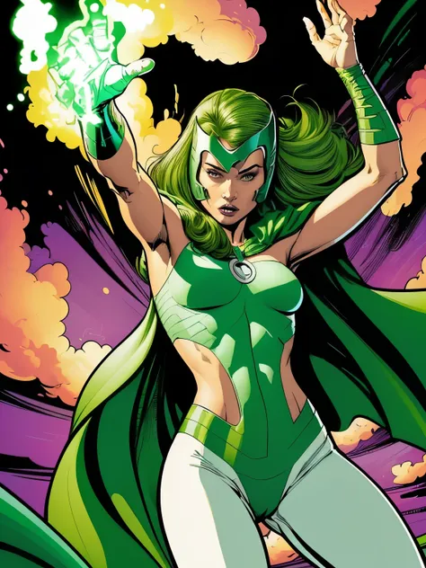 cinematic. (((a comic style, cartoon art))). ((1girl, solo, lonly)). polaris posing for photo (in epic heroic pose) , ((wearing ...