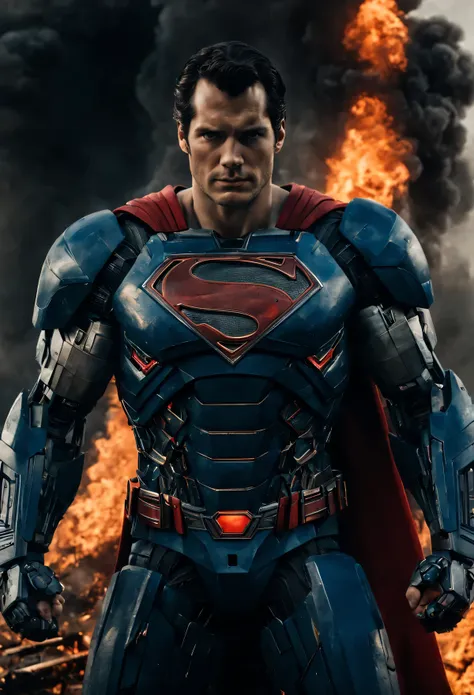 a close up of a superman standing in front of a fire, transformers cinematic universe, wojtek fus, hq 4k wallpaper, transformers...