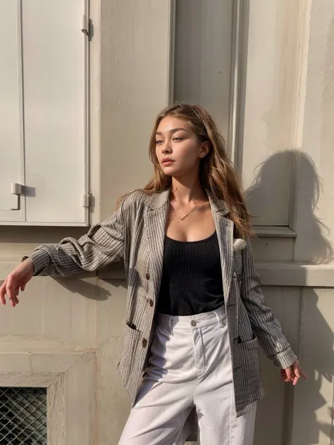  meilleure qualité, 8K, chef-d&#39;ouvrages d&#39;art: 1.3), 1 fille ( Gigi Hadid ) aux cheveux dégradé brun, sexy